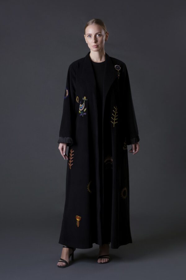 Collar Style Velvet Abaya