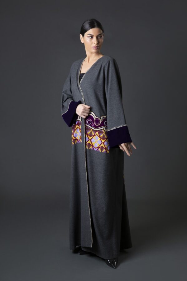 Winter Fabric Abaya with Embroidered Cuffs