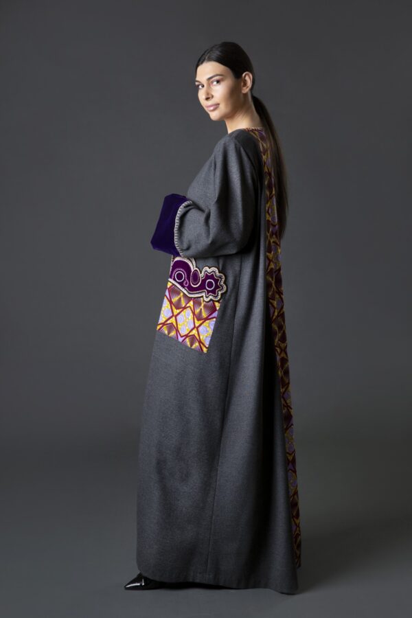 Winter Fabric Abaya with Embroidered Cuffs - Image 3