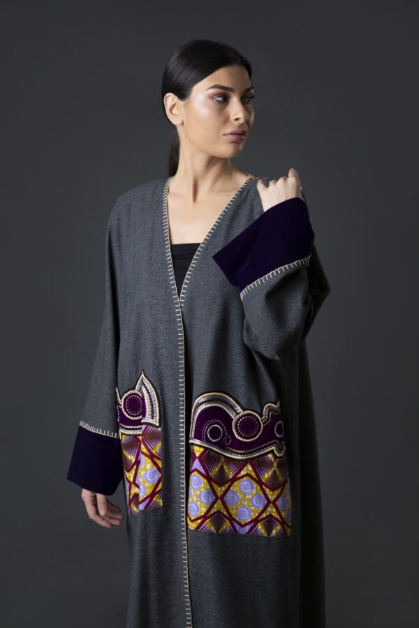 Winter Fabric Abaya with Embroidered Cuffs - Image 4