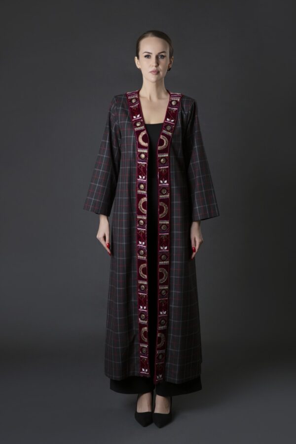 Winter Fabric Abaya with Checks Design