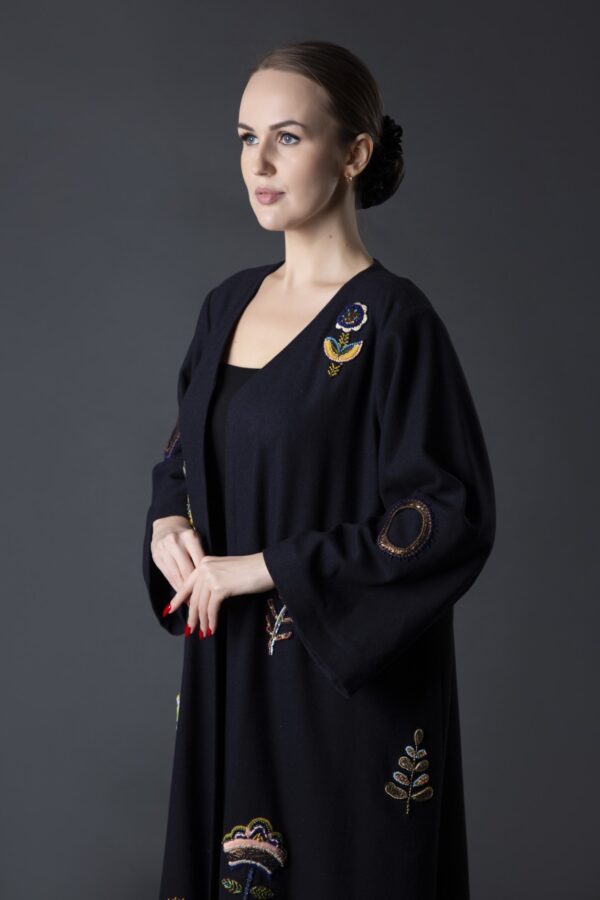 Floral Embroidered Winter Abaya - Image 4