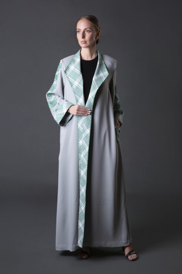 Checks Fabric Coat Style Abaya