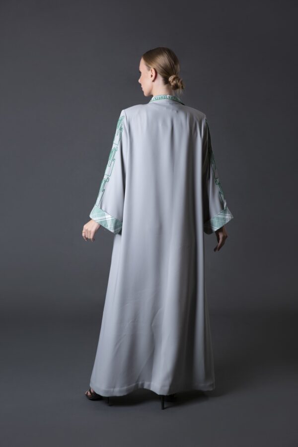 Checks Fabric Coat Style Abaya - Image 3