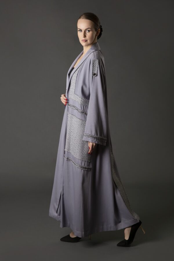 Coat Style Abaya with collar - Image 3