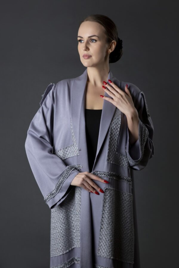 Coat Style Abaya with collar - Image 4