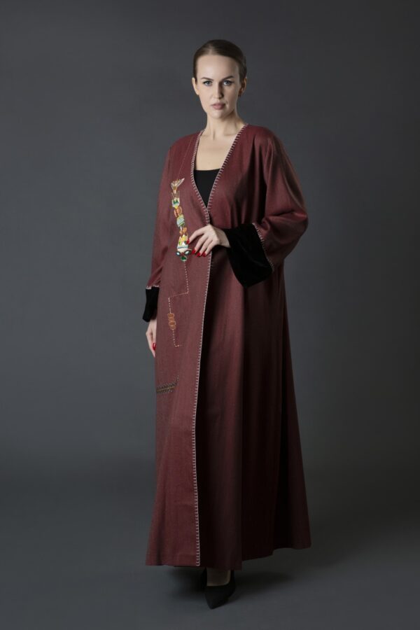 Vibrant Egyptian Motif Winter Abaya - Image 3