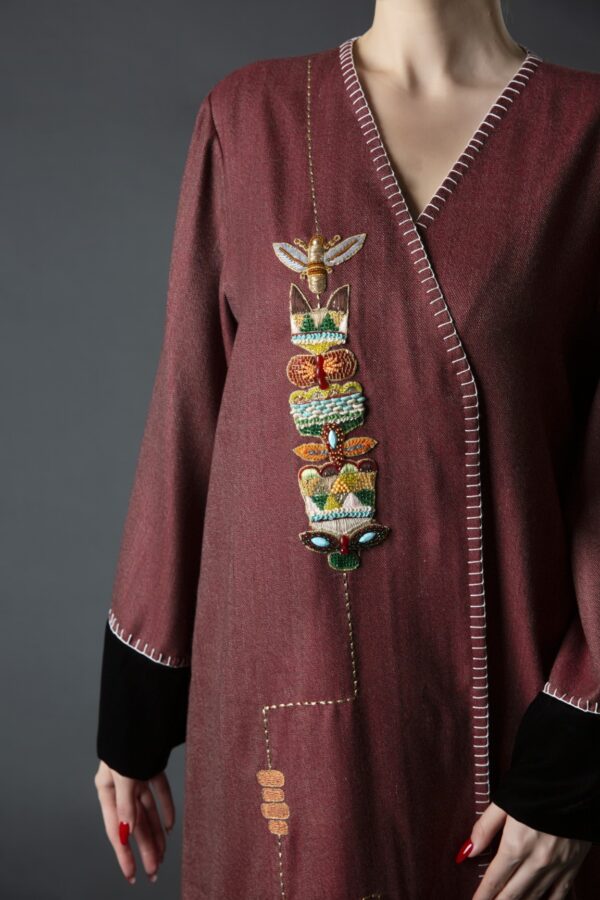 Vibrant Egyptian Motif Winter Abaya - Image 4