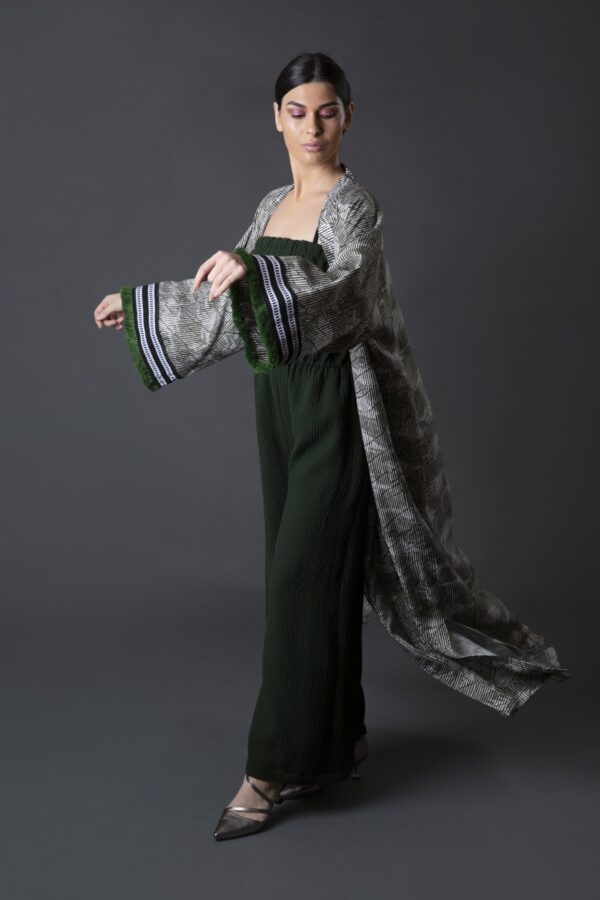 Printed Linen Jacket with Jumpsuit - Image 3