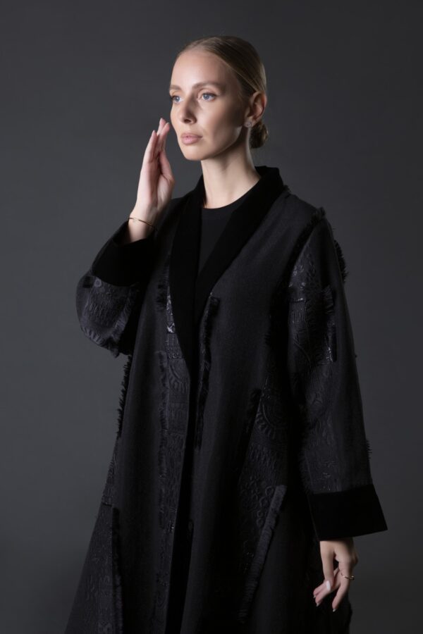 Collar Style Organza Abaya - Image 2