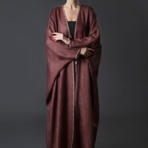 Two-Tone Cotton Abaya with Front Threadwork Embroidery