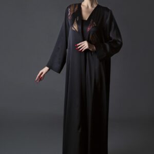 Silk Abaya with Abstract Zari Patchwork