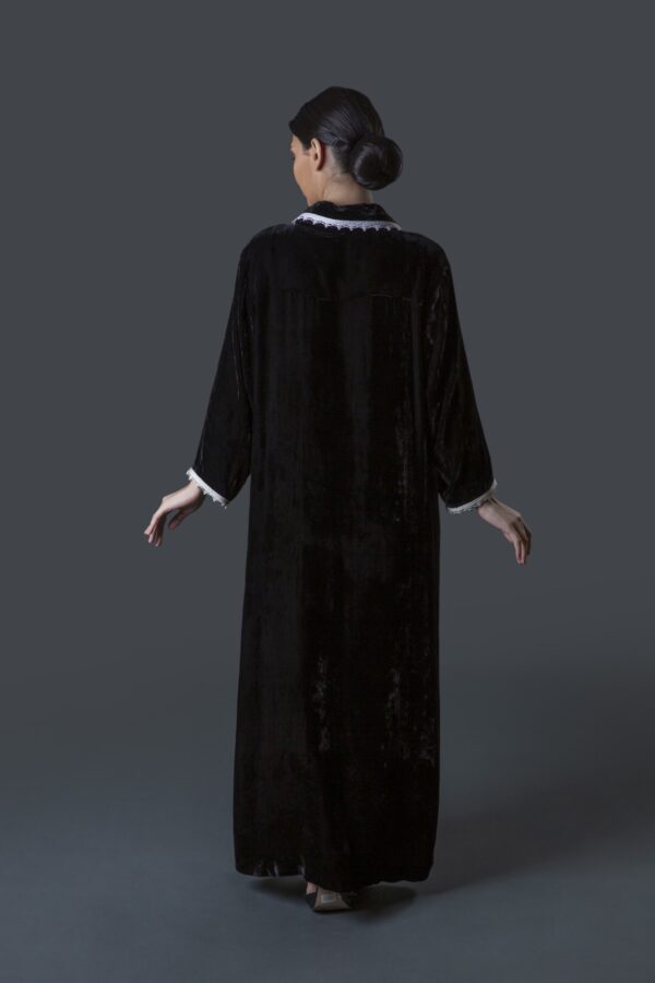 Velvet Galabiya (Black with Shawl Collar) - Image 3