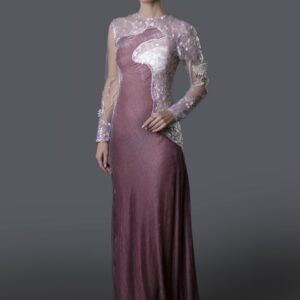 Marine-Inspired Dress with Fish Scale Sequins, Pearls & Crystal Embellishment