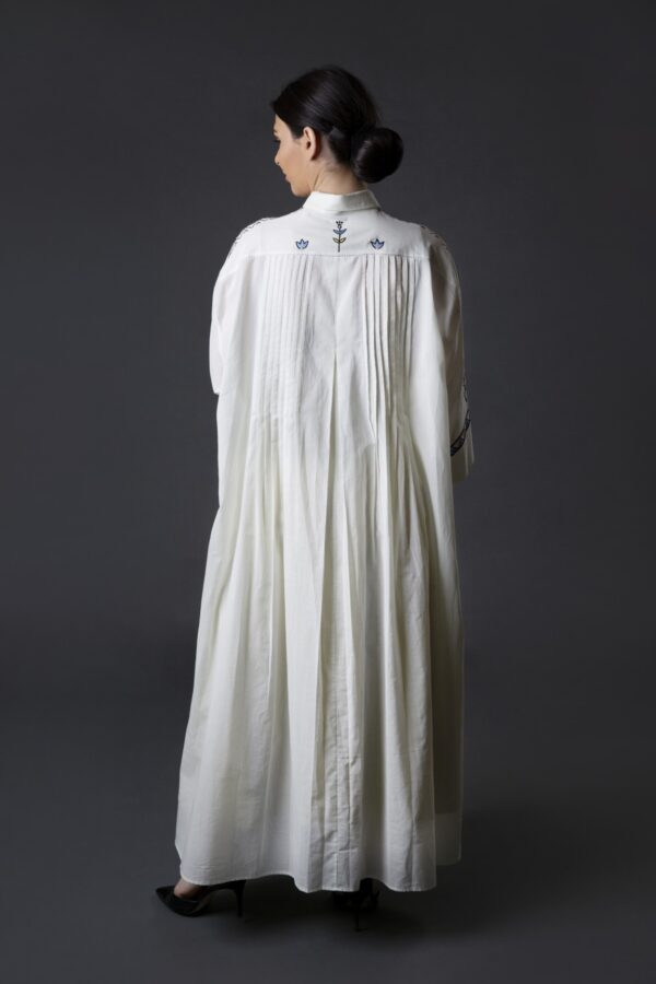 Collar Style Galabiya with Linen Skirt - Image 3