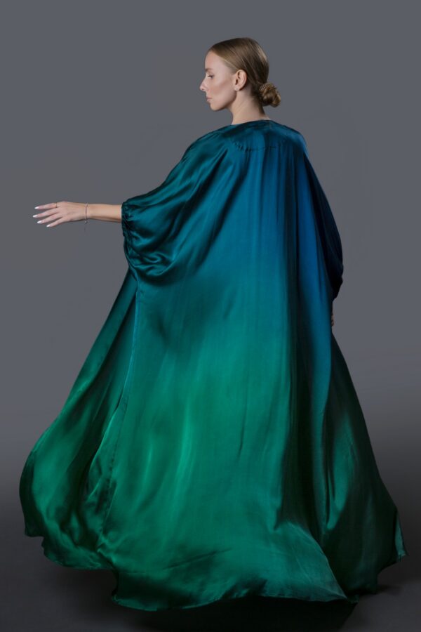 Cape Dress (Blue & Green) - Image 3