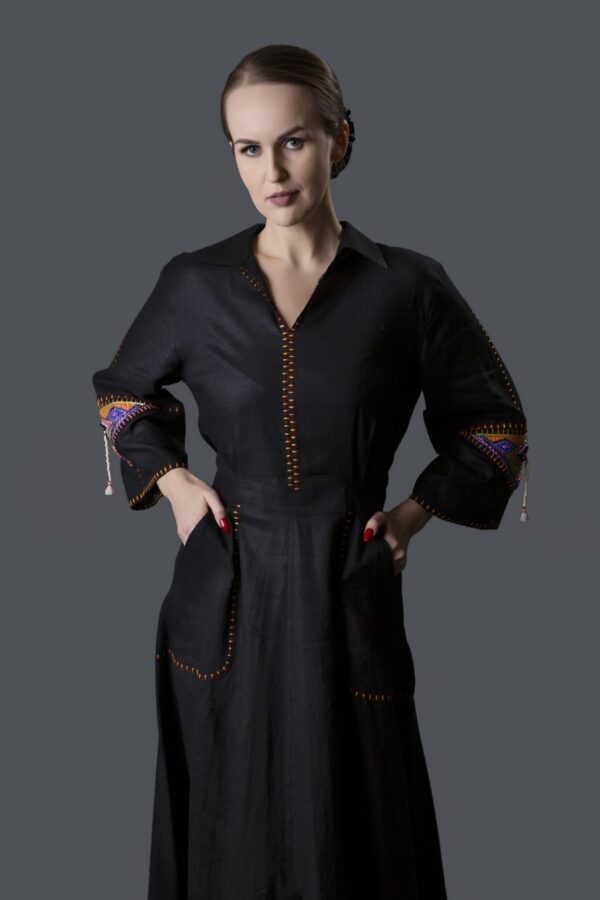 Collar Style Linen Dress - Image 5