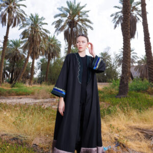 Arabic Culture-Inspired Abaya with Camel & Zari Embroidery