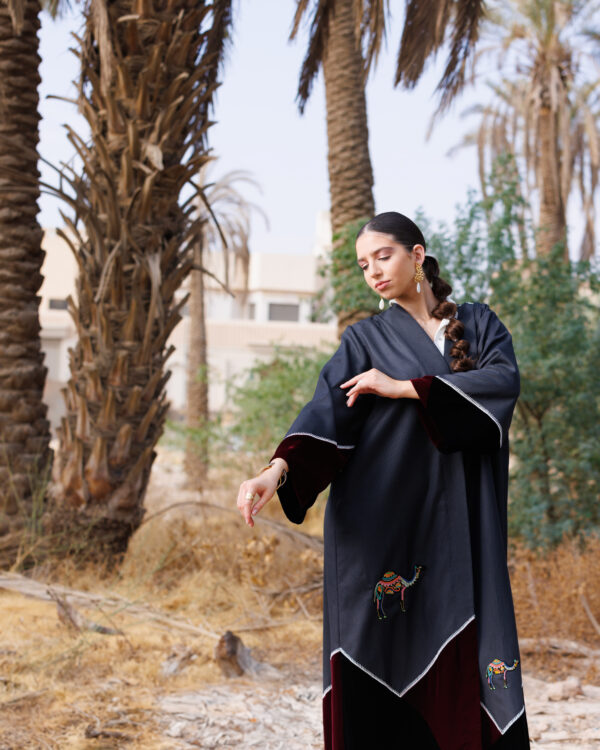 Al Ula Kashta Abaya- Striped and Velvet - Image 4