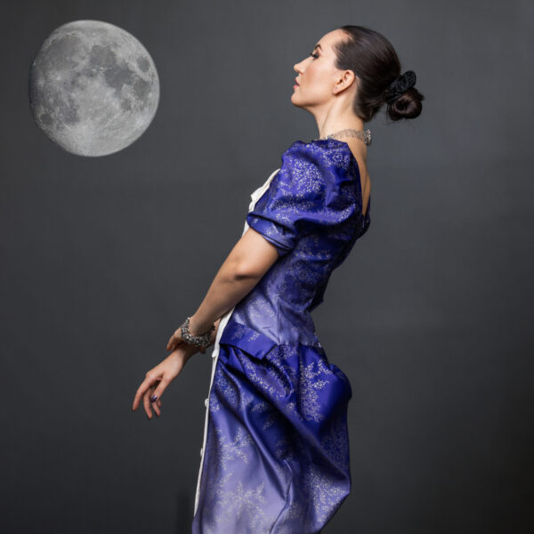 Zari Dusk – Ombré Satin Vintage Dress with Embossed Texture & Pockets - Image 4
