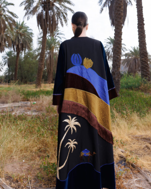 Arabic-Inspired Abaya with Embroidered Camel Motif & Zari Tassels - Image 2