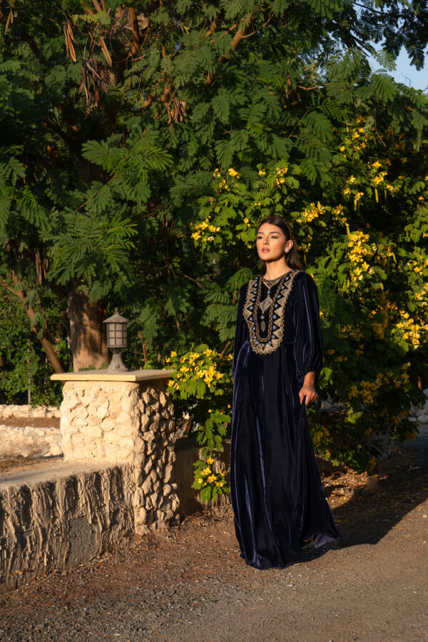 Velvet Dress with Zari Patchwork & Hand Embroidery Accents - Image 3