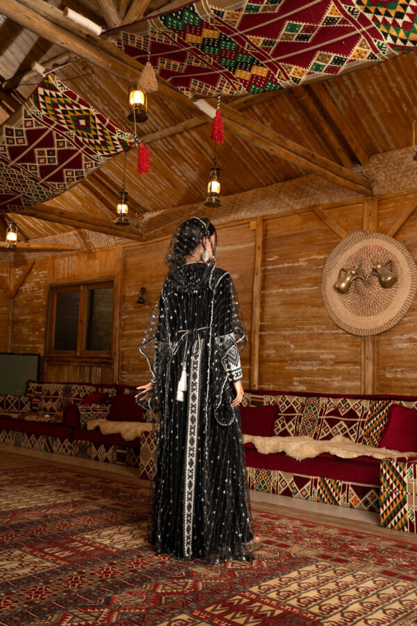 Moroccan Majesty – Velvet Ensemble with Silver Zari & Geometric Accents - Image 7