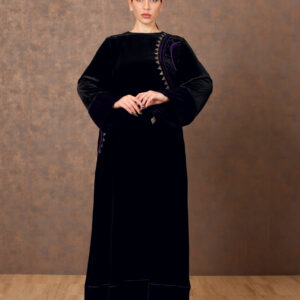 Heritage Bloom – Velvet Galabiya with Zari Patches & Tatreez Details