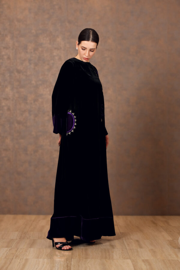 Heritage Bloom – Velvet Galabiya with Zari Patches & Tatreez Details - Image 7