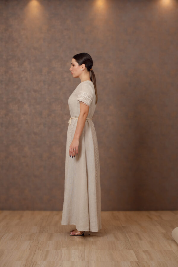 Linen Elegance Dress with Moroccan Cord Belt - Image 5