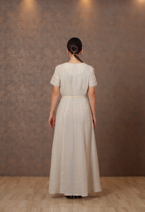 Linen Elegance Dress with Moroccan Cord Belt - Image 2