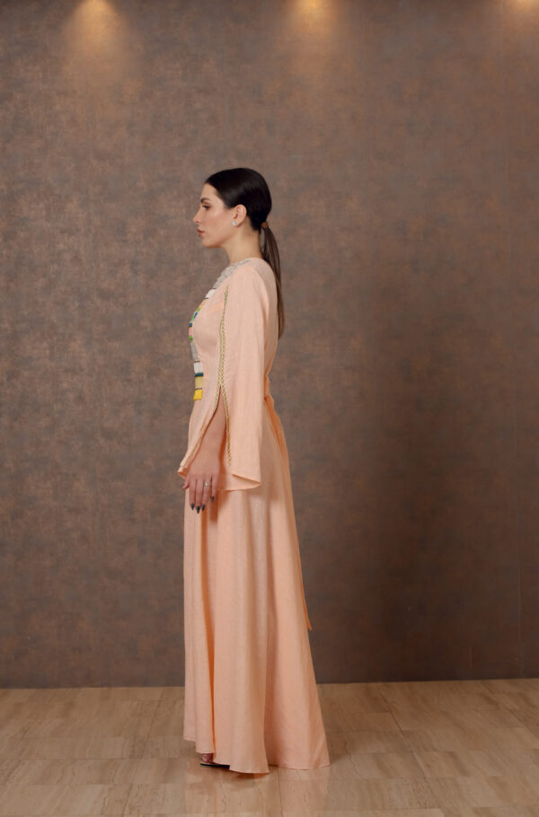 Threaded Grace – Linen Dress with Hand Embroidery & Box Pleats - Image 6