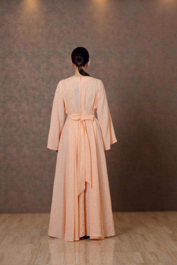 Threaded Grace – Linen Dress with Hand Embroidery & Box Pleats - Image 5