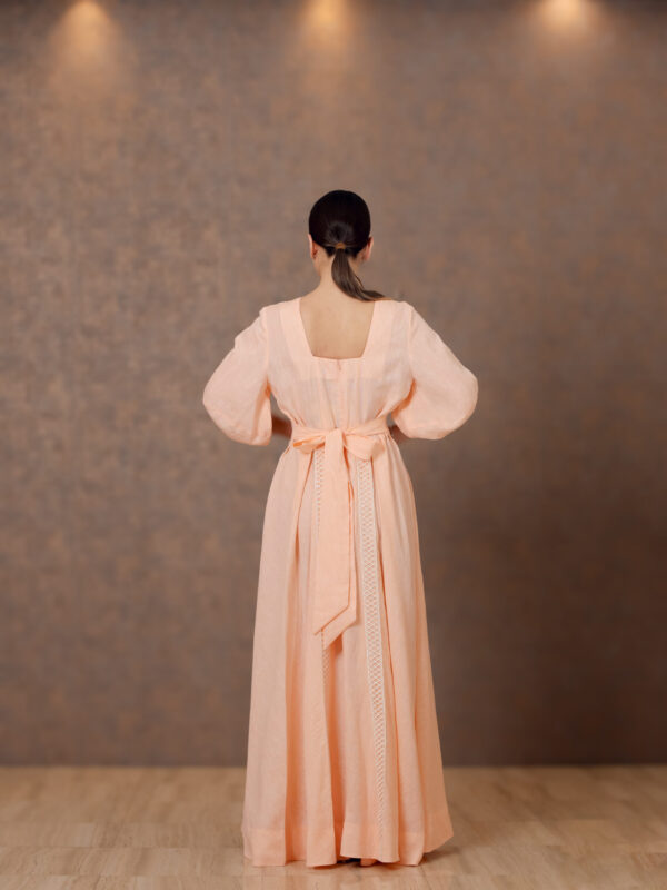 Dantelle Bloom – Linen Dress with Lace Patches & Box Pleats - Image 5