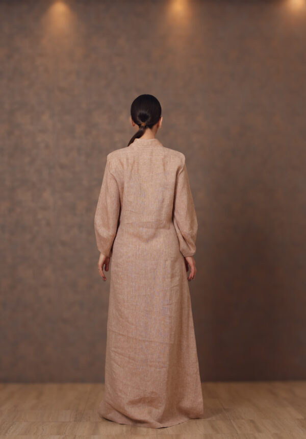 Dantelle Elegance – Linen Galabiya with Chest Patchwork & Front Buttons - Image 4