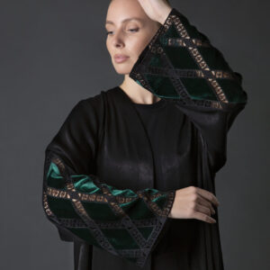 A-Line Abaya with Diamond Velvet Patchwork
