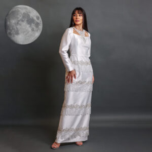 Tassel Elegance – Satin Taffeta Dress with Hand Embroidery & Bead Details